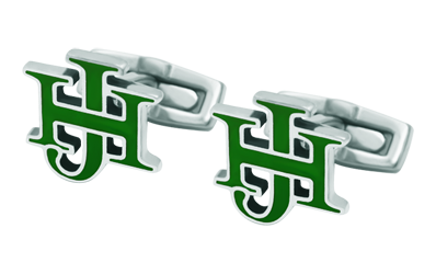 Gemelos de letras enlazadas en plata (Verde)Referencia: GE0387Gemelos fabricados en plata de ley esmaltados a mano, personalizados con sus iniciales.Medida: 16x16mm.