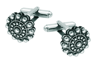 Boutons de manchette Bouton Charro en argent et acierReferencia: GE0400Boutons de manchette en acier inoxydable avec bouton charro en argent sterling et acier inoxydable.Medida: 16x16mm.