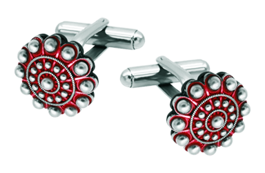 Enameled silver and steel charro button cufflinks (Red)Ref. code: GE0401Stainless steel cufflinks with charro button in enameled sterling silver and stainless steel.Size: 16x16mm.