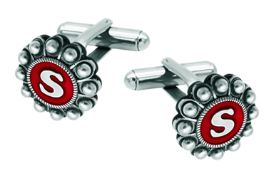 Personalisierte Manschettenknöpfe mit Charro-Knopf aus Silber (Rot)Ref. Code: GE0402Manschettenknöpfe aus Edelstahl mit Charro-Knopf aus Sterlingsilber, personalisiert mit Ihren im Ofen emaillierten Initialen.Gr&ouml;&szlig;e: 16x16mm.