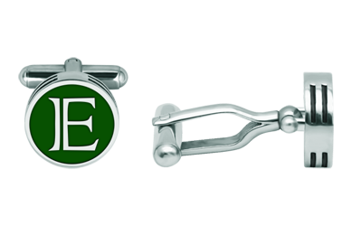 Gemelos personalizados con iniciales de plata en tres alturas (Verde)Referencia: GE0419Gemelos personalizados con las letras inciales de su nombre talladas bajo relieve en plata de ley y esmaltadas al horno, sobre acero pulido en tres alturas con un grueso de 4mm.Medida: 14x14mm.