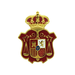 Gold-plated and enameled General Council of the Judiciary insigniaRef. code: IS0139Badge of the General Council of the Judiciary made of sterling silver and gold plated.Baked enamel in various colors.Size: 17x23mm.