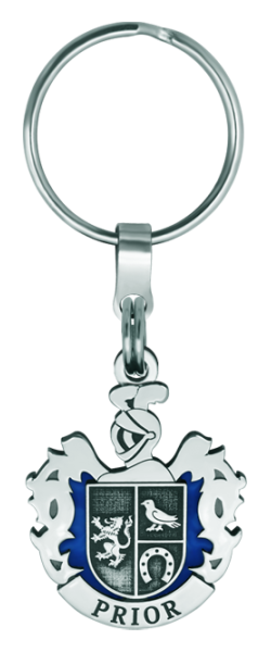 Personalisierter Schlüsselanhänger aus Silber und Stahl "Heraldisches Wappen" (Blau)Ref. Code: LL0295Exklusiver Schlüsselanhänger, personalisiert mit dem heraldischen Wappen Ihres Nachnamens in Sterlingsilber, montiert auf einem einfarbig emaillierten Stahlsockel.Gr&ouml;&szlig;e: 30x34mm.