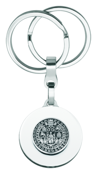 Porte-clés en argent et acier émaillé "Bouclier de l'Université de Salamanque" (Noir)Referencia: LL0315Porte-clés avec les armoiries de l'Université de Salamanque fabriqué dans nos ateliers de manière artisanale en argent sterling émaillé à la main et en acier poli doux au toucher avec une garantie éternelle.Medida: 30x30mm.