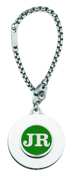 "Capital Letters" silver keyringRef. code: LL0319Keyring made of soft stainless steel and hand enameled sterling silver.Size: 30x30mm.