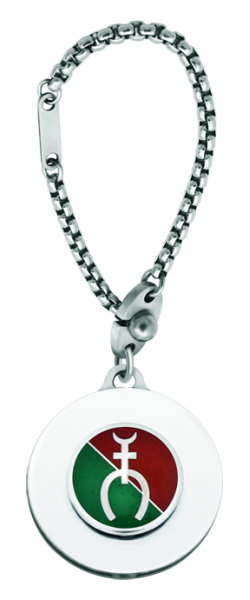 Silberner Schlüsselanhänger "Vieheisen"Ref. Code: LL0322In unseren Werkstätten in Handarbeit hergestellter Schlüsselanhänger aus poliertem Stahl, der sich weich anfühlt, und handemailliertem Sterlingsilber mit ewiger Garantie.Gr&ouml;&szlig;e: 30x30mm.