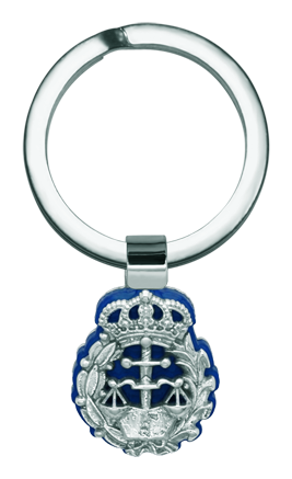 Porte-clés « Droit » en argent, cellulose et acier (Bleu)Referencia: LL0341Porte-clés orné du blason de la profession juridique, en argent fin, sur support en cellulose colorée et acier poli.Medida: 17x21mm.