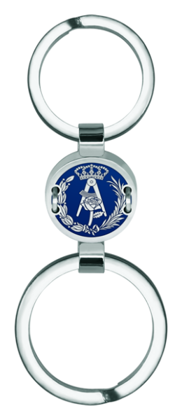 "Architecture" Keychain Made of Silver, Steel, and Aluminum (Blue)Ref. code: LL0350Keychain featuring the Faculty of Architecture's coat of arms, carved and enameled on aluminum and embroidered with silver thread on polished steel.Size: 18x18mm.
