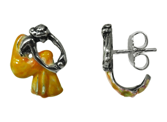 Boucles d'oreilles "Femme assise" en argent sterling émaillé Art Nouveau (Orange)Referencia: PE0941Boucles d'oreilles Art nouveau en argent sterling.Robe émaillée orange.Fermeture à bouton-pression.Pièces de musée inspirées des œuvres les plus représentatives des mouvements Art nouveau et Art déco, et du modernisme de la fin du XIXe siècle et du début du XXe siècle.Medida: 15x20mm.