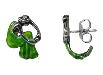 Boucles d'oreilles Art Nouveau en argent sterling "Femme assise" (Vert)Referencia: PE0941Boucles d'oreilles Art nouveau en argent sterling.Robe émaillée verte.Fermeture à bouton-pression.Pièces de musée inspirées des œuvres les plus représentatives des mouvements Art nouveau et Art déco, et du modernisme de la fin du XIXe siècle et du début du XXe siècle.Medida: 15x20mm.