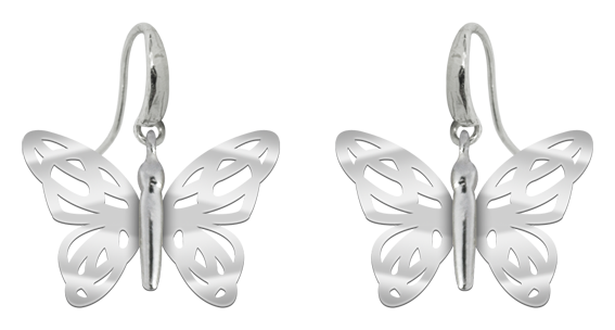 Art Nouveau "Butterfly" earrings in silver and steelRef. code: PE1636Butterfly earrings with Art Nouveau wings in polished steel and sterling silver body.Museum pieces inspired by the most representative works of the Art Nouveau and Art Deco movements, and the modernism of the late nineteenth and early twentieth centuries.Size: 32x22mm.