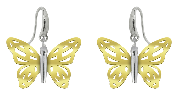 Boucles d'oreilles "papillon" Art Nouveau en or et argentReferencia: PE1683Boucles d'oreilles papillon Art Nouveau avec ailes plaquées or et corps en argent sterling.Pièces de musée inspirées des œuvres les plus représentatives des mouvements Art nouveau et Art déco, et du modernisme de la fin du XIXe siècle et du début du XXe siècle.Medida: 32x22mm.