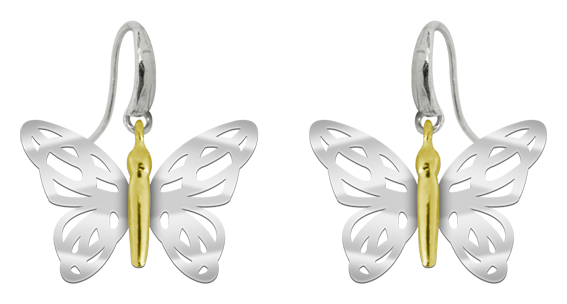 Boucles d'oreilles "papillon" Art Nouveau en argent et orReferencia: PE1685Boucles d'oreilles papillon Art Nouveau avec ailes en argent sterling et corps plaqué or.Pièces de musée inspirées des œuvres les plus représentatives des mouvements Art nouveau et Art déco, et du modernisme de la fin du XIXe siècle et du début du XXe siècle.Medida: 32x22mm.