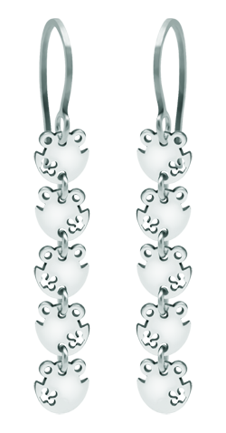 "Frogs" silver earrings
Ref. code: PE3189
Earrings made of sterling silver, with 5 silhouettes of frogs linked.
Size: 8x8mm.