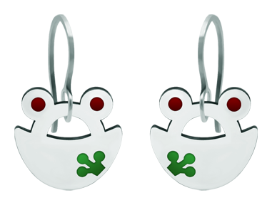 "Frog" steel earringsRef. code: PE3198Earrings made of hand enameled stainless steel.Size: 20x20mm.