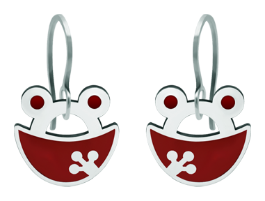 Boucles d'oreilles en argent "Silhouette de grenouille" (Rouge)Referencia: PE3199Boucles d'oreilles en argent sterling émaillé au four.Medida: 20x20mm.