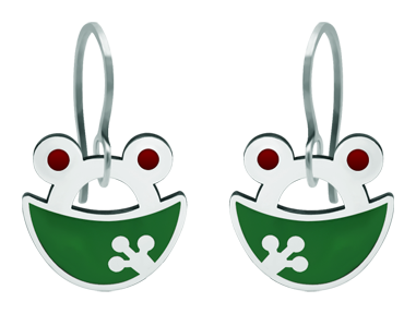 Silberne Ohrringe "Frosch-Silhouette" (Grün)Ref. Code: PE3199Ohrringe aus gebranntem, emailliertem Sterlingsilber.Gr&ouml;&szlig;e: 20x20mm.