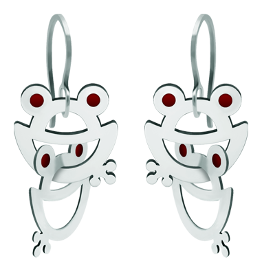 "Frog" steel earringsRef. code: PE3200Earrings made of hand enameled stainless steel.Size: 20x20mm.