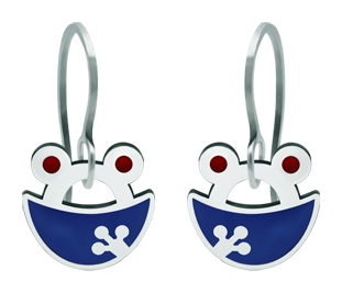 Boucles d'oreilles en argent "Silhouette de grenouille" (Bleu)Referencia: PE3205Boucles d'oreilles en argent sterling émaillé au four.Medida: 16x16mm.