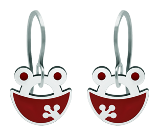 "Frog" silver earrings (Red)Ref. code: PE3205Earrings made of hand enameled sterling silver.Size: 16x16mm.