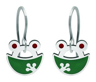 Boucles d'oreilles en argent "Silhouette de grenouille" (Vert)Referencia: PE3205Boucles d'oreilles en argent sterling émaillé au four.Medida: 16x16mm.
