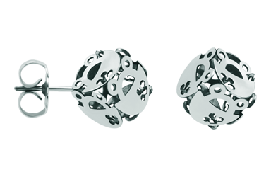 "Cube of frogs" silver earringsRef. code: PE3219Earrings made of sterling silver, with frogs as a cube.Size: 10x10mm.