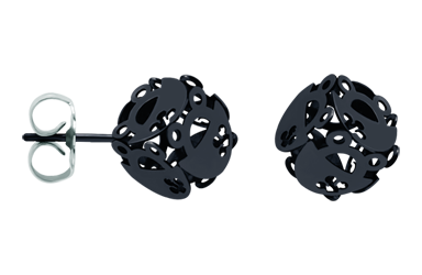 Ohrringe aus Ruthenium "Frog Cube"Ref. Code: PE3221Rutheniumplattierte Ohrringe mit 6 Froschsilhouetten, die einen Würfel bilden.Gr&ouml;&szlig;e: 10x10mm.