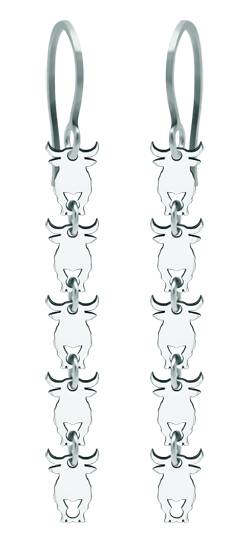 Silberne Ohrringe "Stiere"Ref. Code: PE3230Ohrringe aus Sterlingsilber mit 5 verbundenen 7x10mm Bullen.Gr&ouml;&szlig;e: 7x10mm.