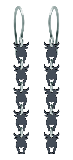 Ohrringe aus Ruthenium "Stiere"Ref. Code: PE3232Rutheniumbeschichtete Ohrringe, mit 5 miteinander verbundenen 7x10mm Stieren.Gr&ouml;&szlig;e: 7x10mm.