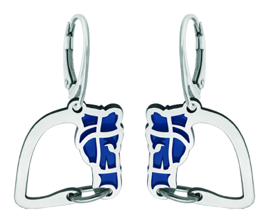 Boucles d'oreilles en argent et acier "Silhouette de cheval" (Bleu)Referencia: PE3244Boucles d'oreilles en argent sterling et acier émaillé poli.Medida: 21x22mm.