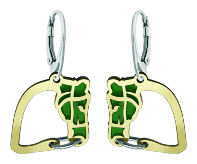 "Horse" gold and steel earrings (Green)Ref. code: PE3245Earrings made of 18 carat gold and enameled stainless steel.Size: 21x22mm.