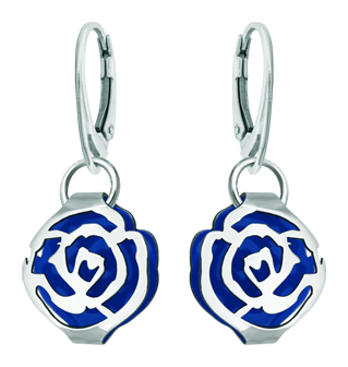 Boucles d'oreilles Art Nouveau en argent "Rose" (Bleu)Referencia: PE3248Boucles d'oreilles Art Nouveau en argent sterling émaillé avec une rose ajourée.Medida: 18x16mm.