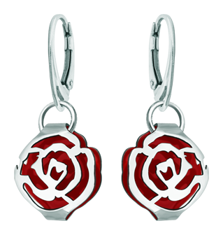 Boucles d'oreilles Art Nouveau en argent "Rose" (Rouge)Referencia: PE3248Boucles d'oreilles Art Nouveau en argent sterling émaillé avec une rose ajourée.Medida: 18x16mm.