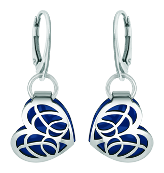 Pendientes de plata "Corazón Art Nouveau" (Azul)Referencia: PE3250Pendientes de corazón de estilo Art Nouveau calados en plata de ley esmaltada.Medida: 17x19mm.