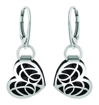 Boucles d'oreilles en argent "Art Nouveau Heart" (Noir)Referencia: PE3250Boucles d'oreilles cœur ajouré Art Nouveau en argent sterling émaillé.Medida: 17x19mm.