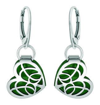 Pendientes de plata "Corazón Art Nouveau" (Verde)Referencia: PE3250Pendientes de corazón de estilo Art Nouveau calados en plata de ley esmaltada.Medida: 17x19mm.