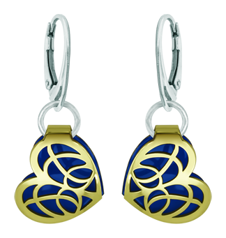 Boucles d'oreilles en or 9 carats "Coeur Art Nouveau" (Bleu)Referencia: PE3251Boucles d'oreilles cœur ajouré Art Nouveau en or 9ct émaillé.Medida: 17x19mm.