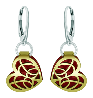 Pendientes de oro de 9 ktes "Corazón Art Nouveau" (Rojo)Referencia: PE3251Pendientes de corazón de estilo Art Nouveau calados en oro de  9 ktes esmaltado.Medida: 17x19mm.