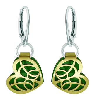 Boucles d'oreilles en or 9 carats "Coeur Art Nouveau" (Vert)Referencia: PE3251Boucles d'oreilles cœur ajouré Art Nouveau en or 9ct émaillé.Medida: 17x19mm.