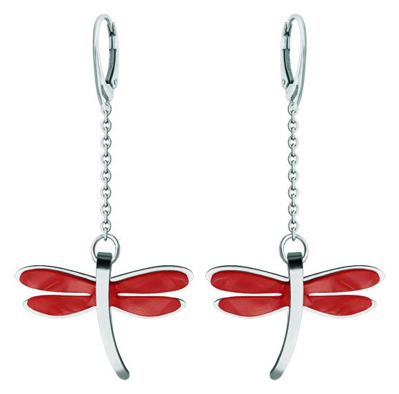 Art Deco dragonfly earrings in steel and mother-of-pearl (Red)Ref. code: PE3300Earrings made of polished steel smooth to the touch and mother-of-pearl cellulose.Museum pieces inspired by the most representative works of the Art Nouveau and Art Deco movements, and the modernism of the late nineteenth and early twentieth centuries.Size: 34x26mm.