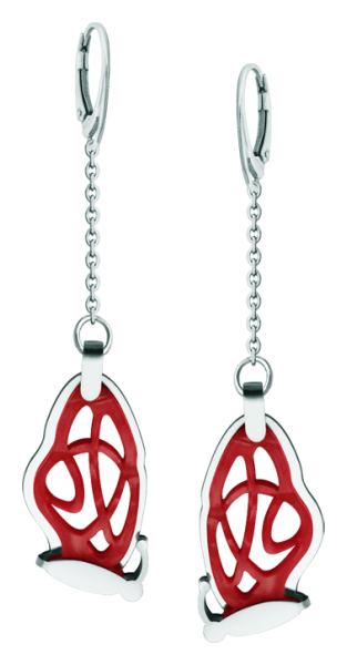 Art Nouveau Butterflies earrings in steel and mother-of-pearl (Red)Ref. code: PE3304Earrings made of polished steel smooth to the touch and mother-of-pearl cellulose.Museum pieces inspired by the most representative works of the Art Nouveau and Art Deco movements, and the modernism of the late nineteenth and early twentieth centuries.Size: 18x37mm.