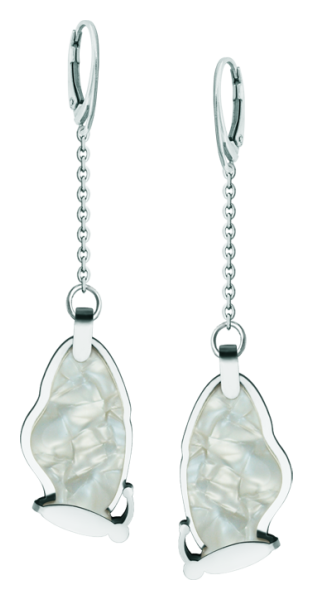 Art Deco Butterfly Earrings in steel and mother-of-pearl (White)Ref. code: PE3305Earrings made of polished steel smooth to the touch and mother-of-pearl cellulose.Museum pieces inspired by the most representative works of the Art Nouveau and Art Deco movements, and the modernism of the late nineteenth and early twentieth centuries.Size: 18x37mm.