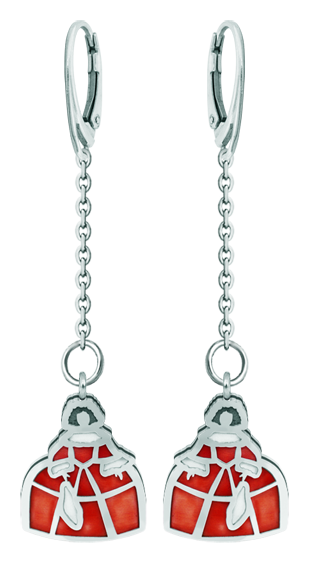 Pendientes esmaltados de plata y acero "Meninas" (Rojo)Referencia: PE3308Pendientes de Meninas fabricados en plata de ley esmaltada a mano y acero pulido suave al tacto.Medida: 16x19mm.