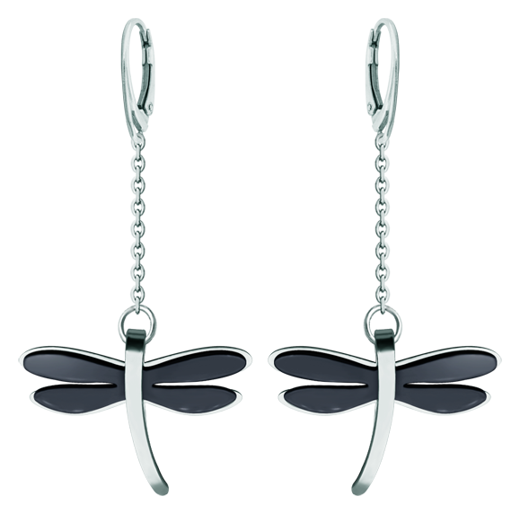 Stainless steel and ruthenium Art Deco dragonfly earringsRef. code: PE3322Earrings made of polished steel smooth to the touch and plated in ruthenium.Museum pieces inspired by the most representative works of the Art Nouveau and Art Deco movements, and the modernism of the late nineteenth and early twentieth centuries.Size: 34x26mm.