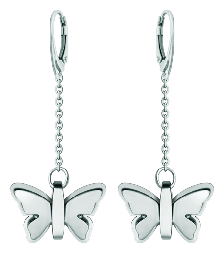 Pendientes de Mariposas Art Déco en aceroReferencia: PE3328Pendientes fabricados en acero pulido suave al tacto.Piezas de museo inspiradas en las obras mas representativas del movimiento Art Nouveau y Art Déco, y del modernismo de finales del siglo XIX y principios del siglo XX.Medida: 26x18mm.