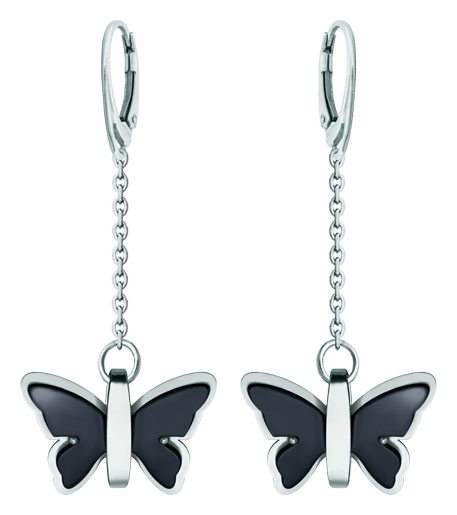 Art Deco Butterflies earrings in steel and rutheniumRef. code: PE3329Earrings made of polished steel smooth to the touch and plated in ruthenium.Museum pieces inspired by the most representative works of the Art Nouveau and Art Deco movements, and the modernism of the late nineteenth and early twentieth centuries.Size: 26x18mm.