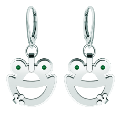 Frog earrings in silver and steelRef. code: PE3330Earrings made of sterling silver and polished steel smooth to the touch.Size: 22x26mm.