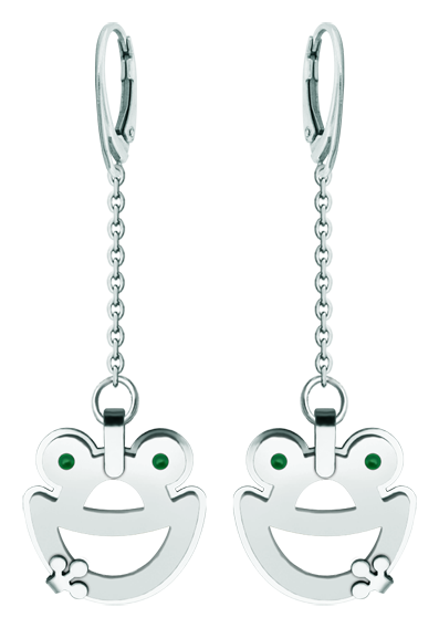 Frog earrings in silver and steelRef. code: PE3331Earrings made of sterling silver and polished steel smooth to the touch.Size: 22x26mm.