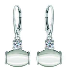 Sterling silver earrings with moissanite and rock crystalRef. code: PE3346Earrings made in sterling silver with a 14x10mm colored crystal cabochon and a 5mm brilliant cut moissanite set.Moissanite is a precious gemstone created in a laboratory that has earned a special place in jewelry for its beauty and unique qualities, it dazzles for its brilliance superior to diamond and its great resistance (9.25 on the Mohs scale).Originally discovered in a meteorite at the end of the 19th century, this 