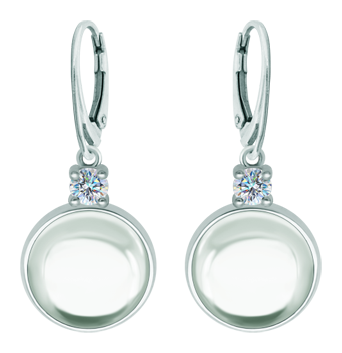 Sterling silver earrings with moissanite and rock crystalRef. code: PE3347Earrings made in sterling silver with a 16x16mm colored crystal cabochon and a 5mm brilliant cut moissanite set.Moissanite is a precious gemstone created in a laboratory that has earned a special place in jewelry for its beauty and unique qualities, it dazzles for its brilliance superior to diamond and its great resistance (9.25 on the Mohs scale).Originally discovered in a meteorite at the end of the 19th century, this 